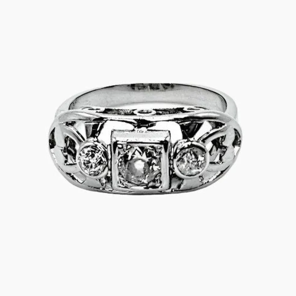 Bague Art Déco or gris diamant 0,40 carat
