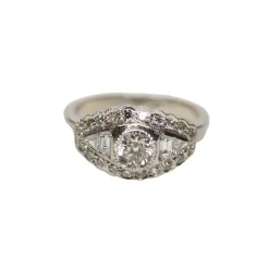 Bague Art Déco Or Gris et Diamants
