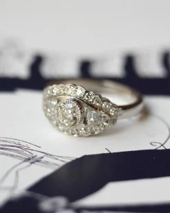 Bague Art Déco Or Gris et Diamants