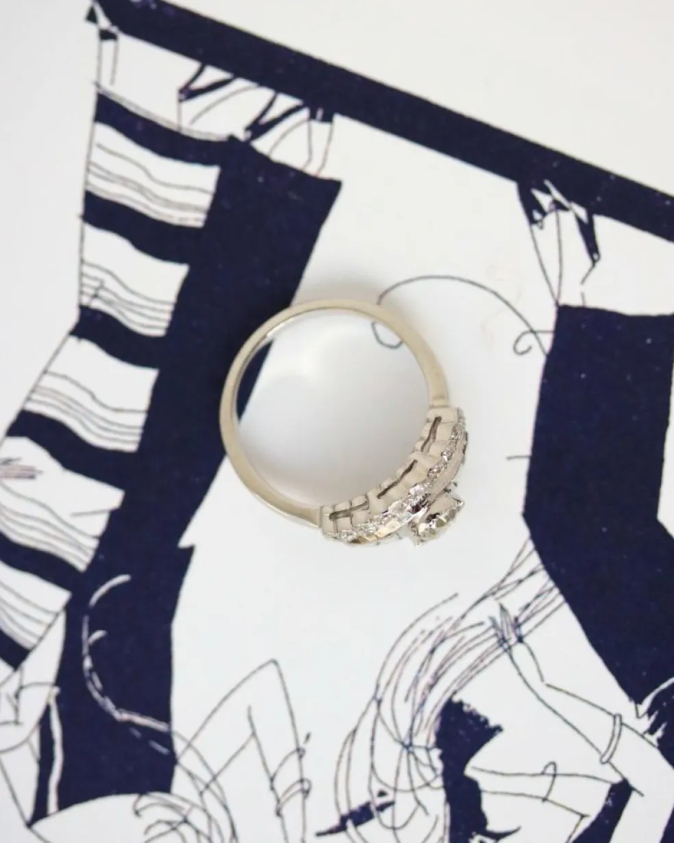Bague Art Déco Or Gris et Diamants