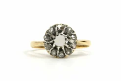 Bague Art Déco or jaune, diamants taille rose