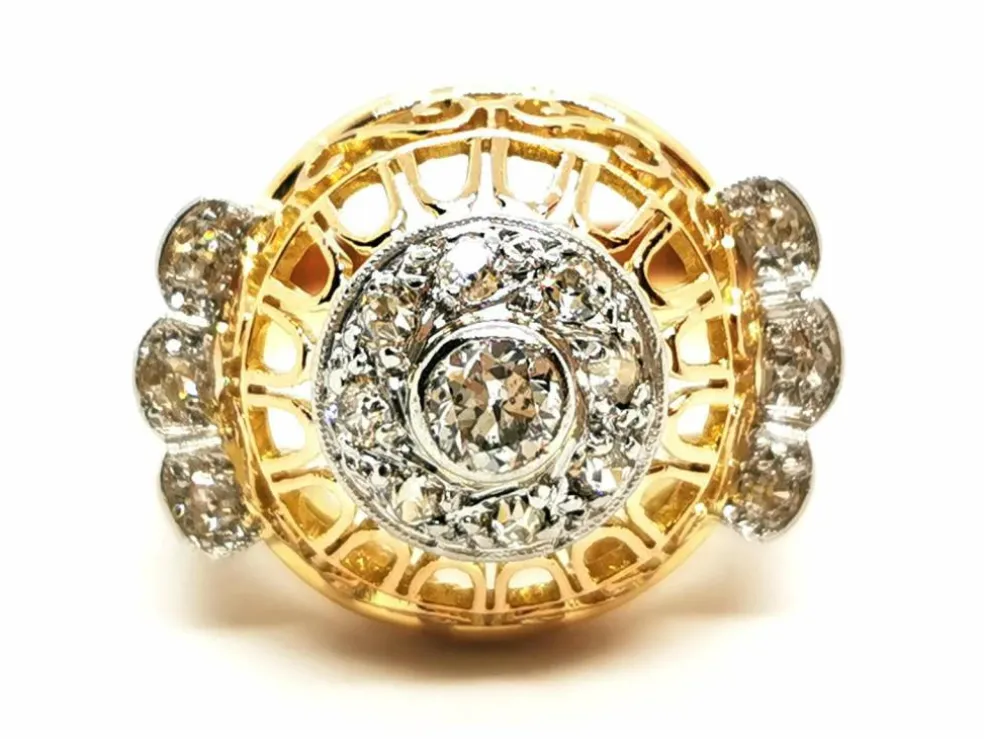 Bague Art déco Or jaune Diamant