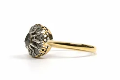 Bague Art Déco or jaune, diamants taille rose