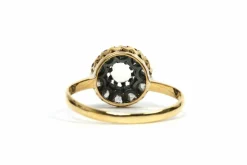 Bague Art Déco or jaune, diamants taille rose