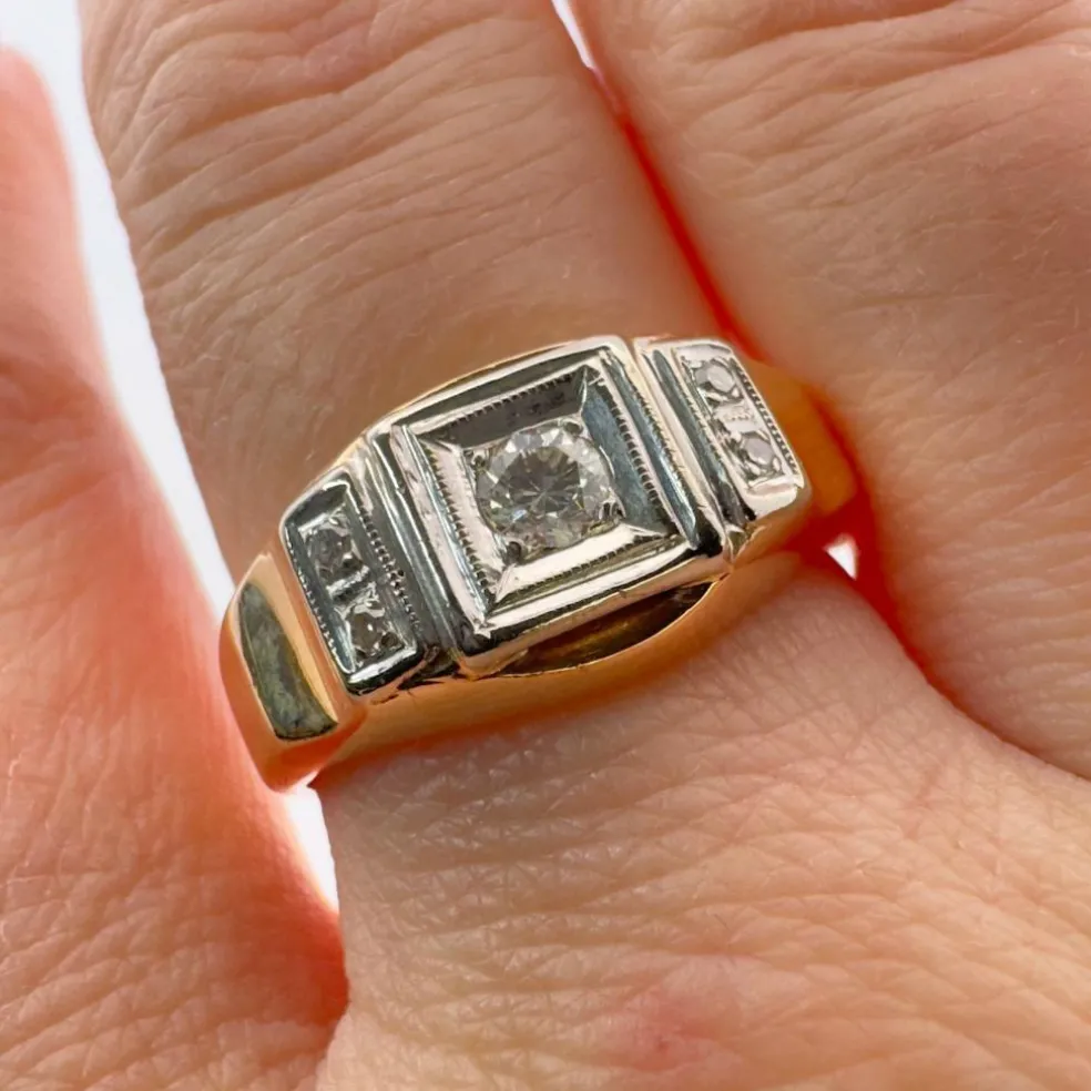 Bague Art Déco Or Jaune Diamants