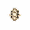 Bague Art Déco or jaune et or gris, diamants et saphirs