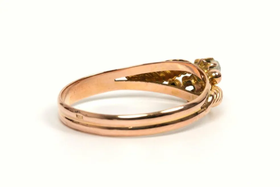 Bague Art Déco or jaune et perles