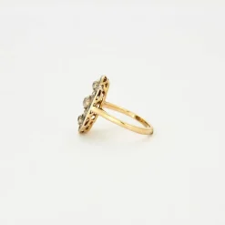 Bague Art Déco or jaune et or gris, diamants et saphirs