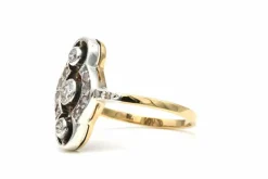 Bague Art Déco or jaune, or blanc, diamants