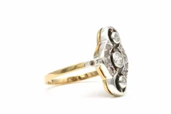 Bague Art Déco or jaune, or blanc, diamants