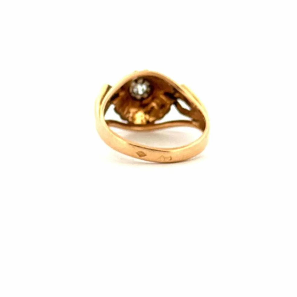 Bague Art Déco or jaune platine diamant