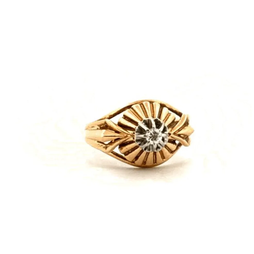 Bague Art Déco or jaune platine diamant