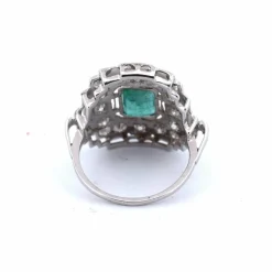 Bague Art Déco or émeraude diamants