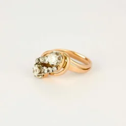 Bague Art Déco or rose 2 diamants