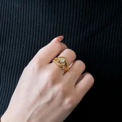 Bague Art Déco or rose diamant