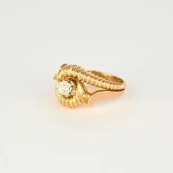 Bague Art Déco or rose diamant