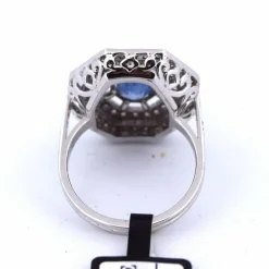 Bague Art Déco or saphir diamants