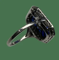 Bague art déco or, saphirs et diamants