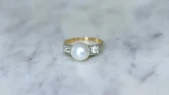 Bague Art Déco Perle et Diamants
