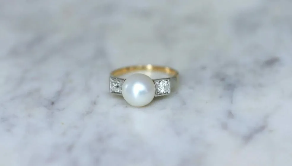 Bague Art Déco Perle et Diamants