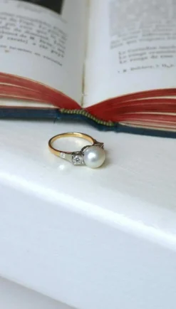Bague Art Déco Perle et Diamants