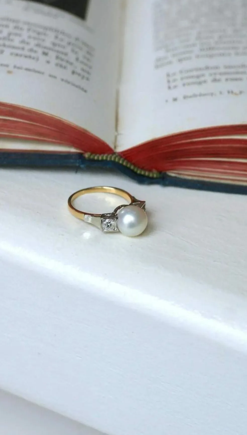 Bague Art Déco Perle et Diamants