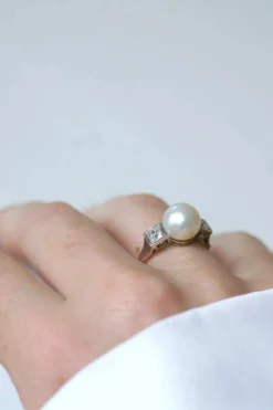 Bague Art Déco Perle et Diamants