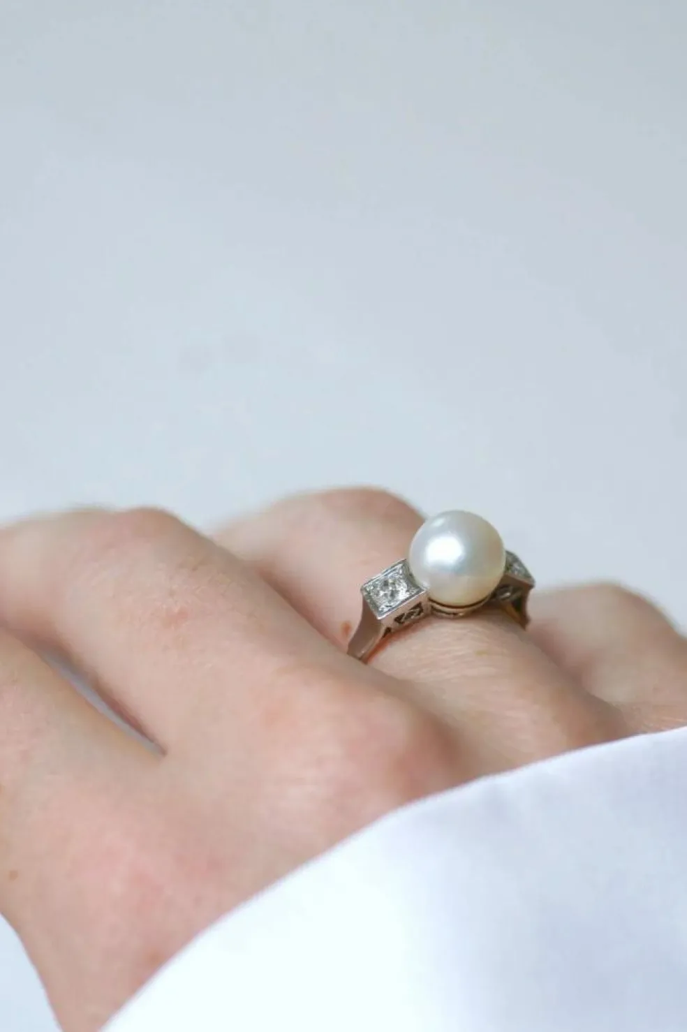 Bague Art Déco Perle et Diamants