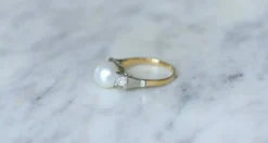 Bague Art Déco Perle et Diamants