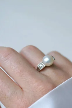 Bague Art Déco Perle et Diamants