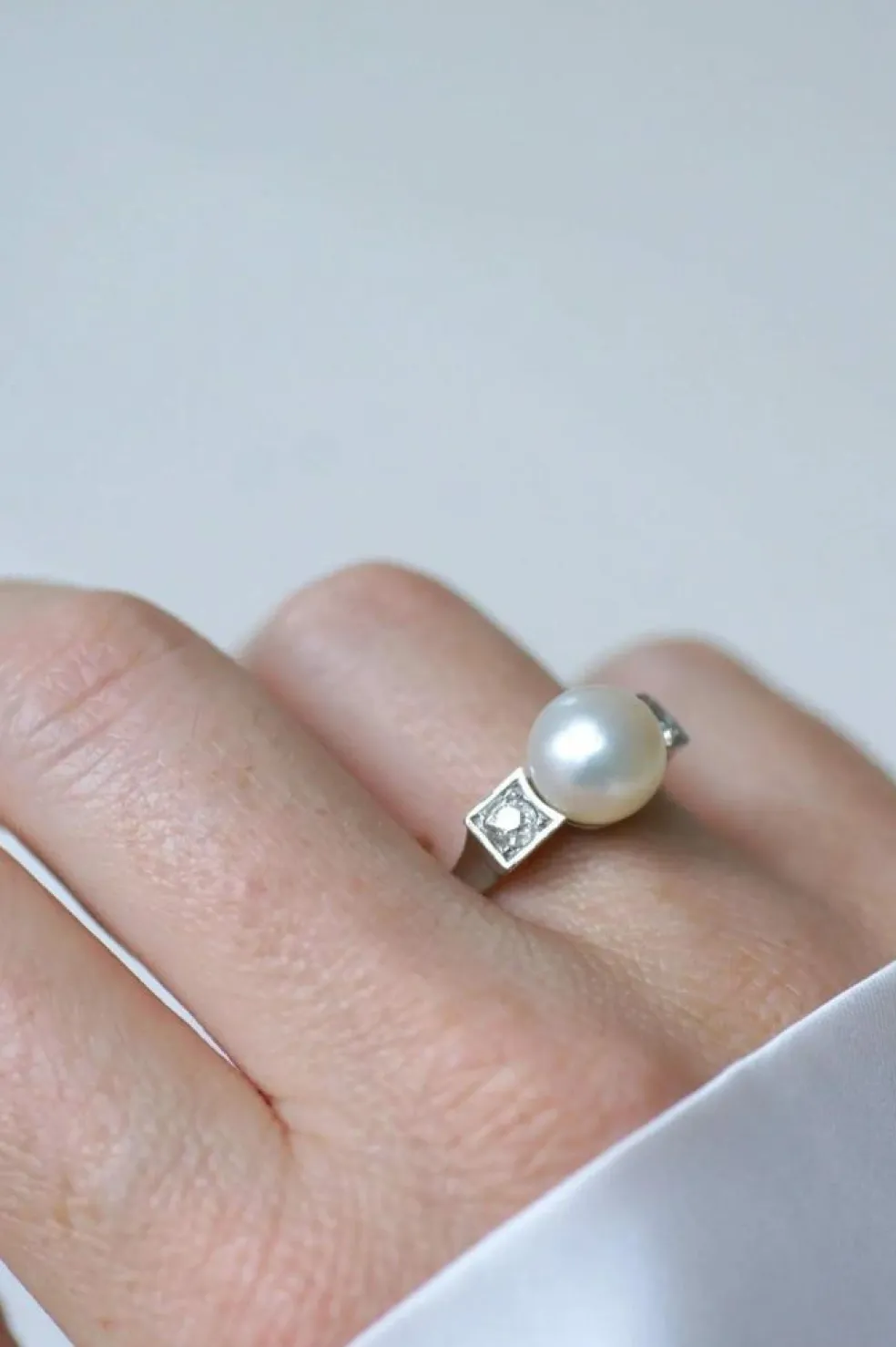 Bague Art Déco Perle et Diamants
