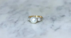 Bague Art Déco Perle et Diamants