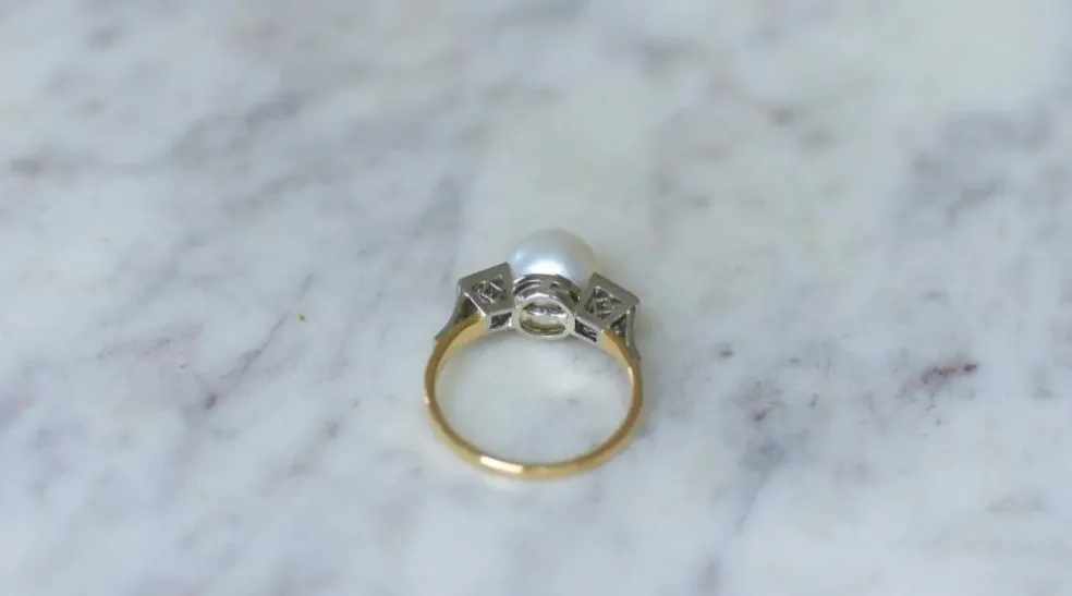 Bague Art Déco Perle et Diamants