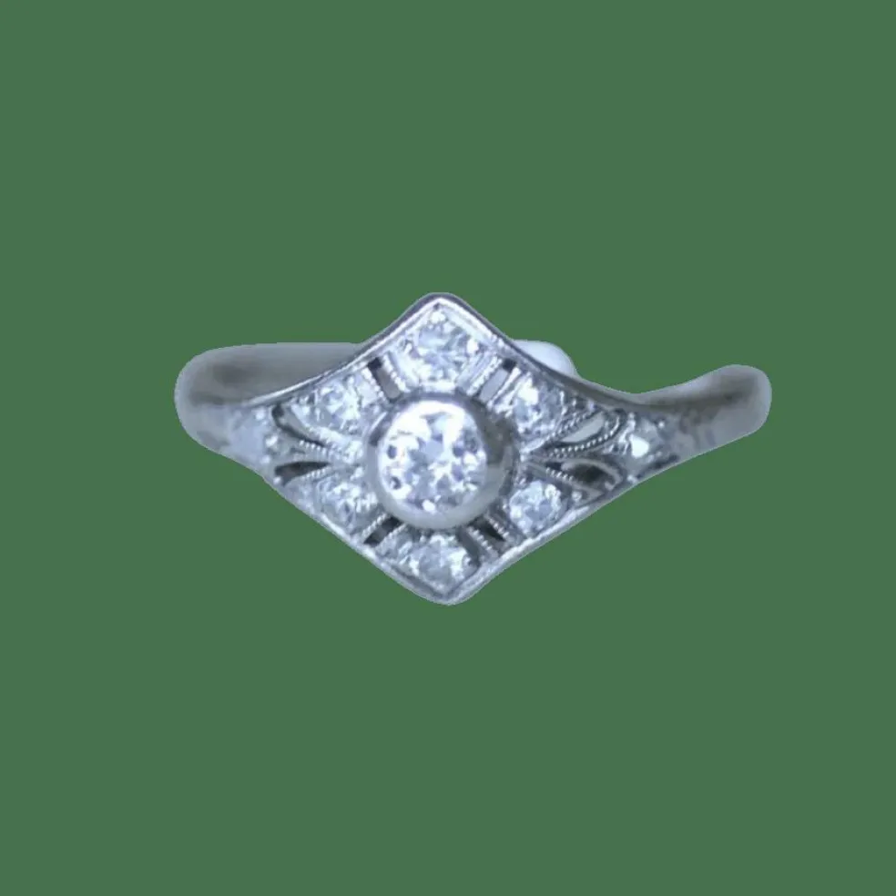 Bague Art Déco Platine Diamants