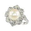 Bague Art Déco platine diamant perle