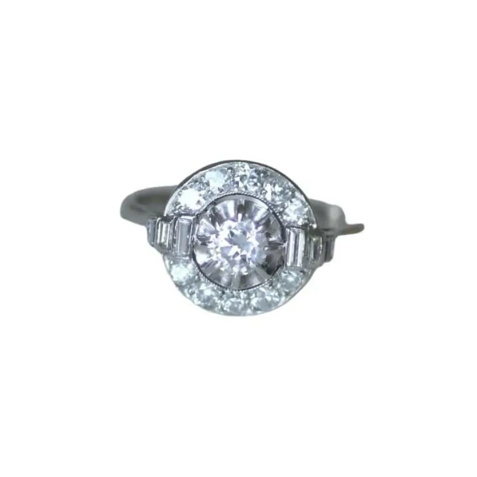 Bague Art Déco platine diamants