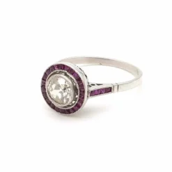 Bague Art Déco Platine Diamant Rubis