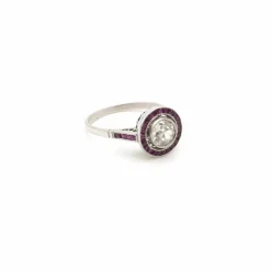 Bague Art Déco Platine Diamant Rubis