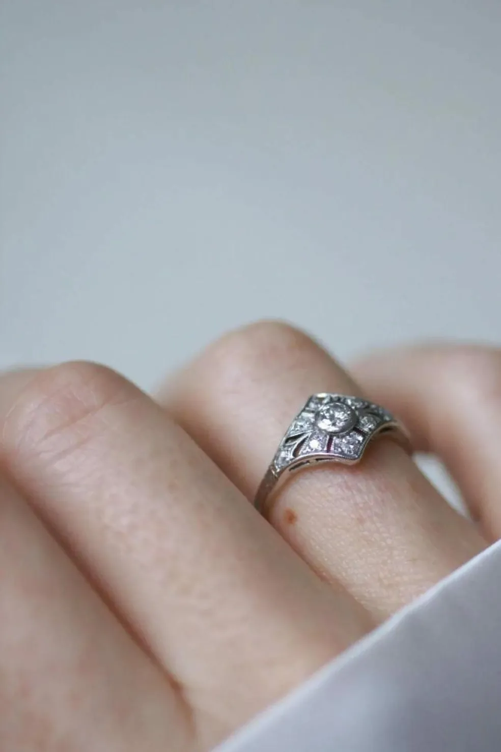 Bague Art Déco Platine Diamants