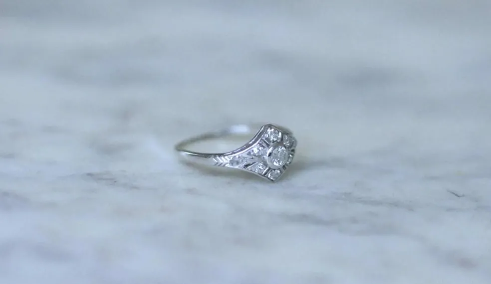 Bague Art Déco Platine Diamants