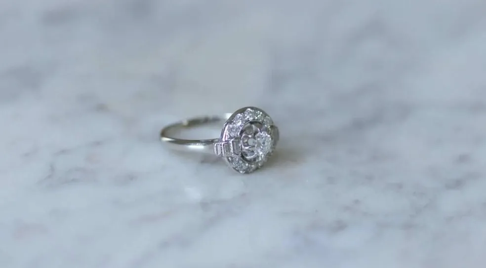 Bague Art Déco platine diamants