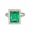 Bague Art Déco, platine et émeraude