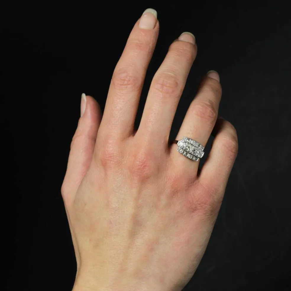 Bague Art déco platine et diamants