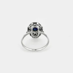 Bague art déco platine et or blanc, saphir et diamants
