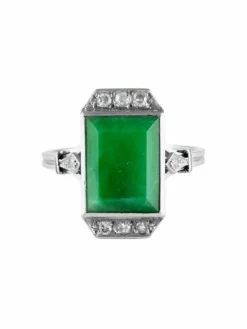 Bague Art Déco Platine Jade