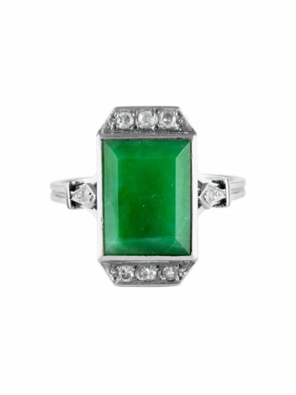 Bague Art Déco Platine Jade