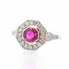 Bague art déco platine rubis et diamants