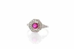 Bague art déco platine rubis et diamants