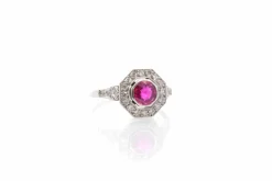 Bague art déco platine rubis et diamants