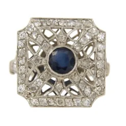 Bague Art Déco, Platine, saphir et diamants